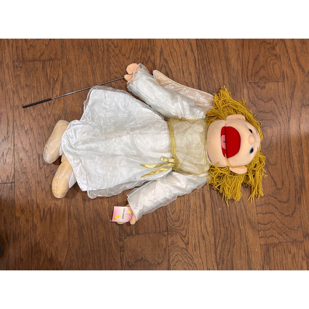 Sunny & Co Angel Full Body Hand Puppet Gold Wings Yarn Hair Vintage 2000 28" - Picture 3 of 6